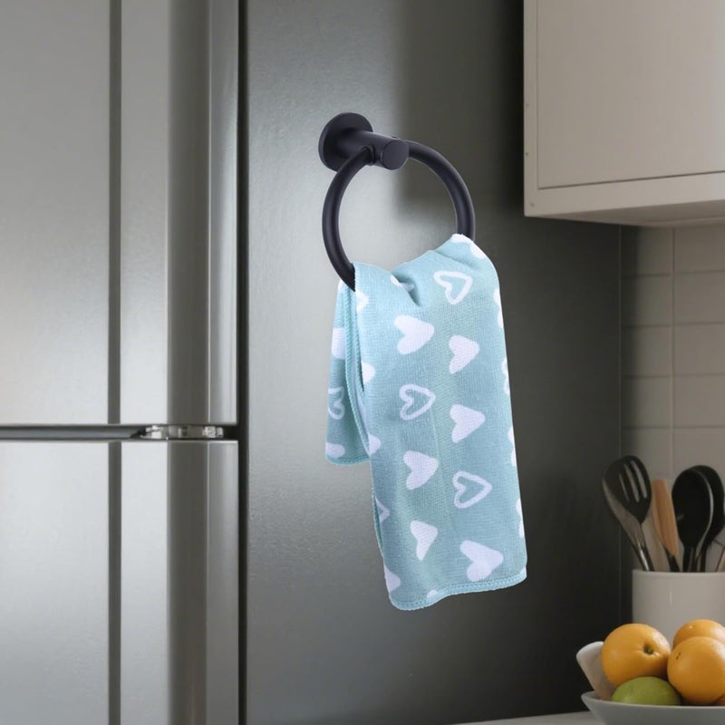 LEVOSHUA Magnetic Towel Holder for Refrigerator, Magnet Towel Ring Hand Towel Bar Hook Hanger for Fridge, Kitchen Dishwasher, Stove, Oven, Sink, Laundry Washer, Dryer, Black - Image 3